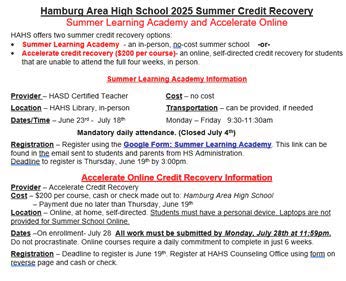  2025 Summer Credit Recovery